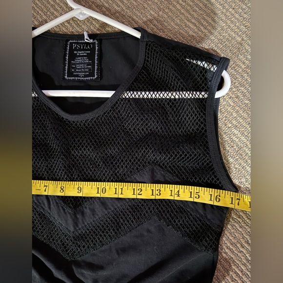 PSYLO super crop top Black Mesh Sleeveless 100% organic cotton SZ 4 MSRP $54 - Picture 10 of 10